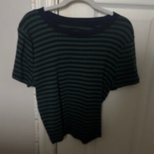 Hollister Green and Black Striped cropped tee